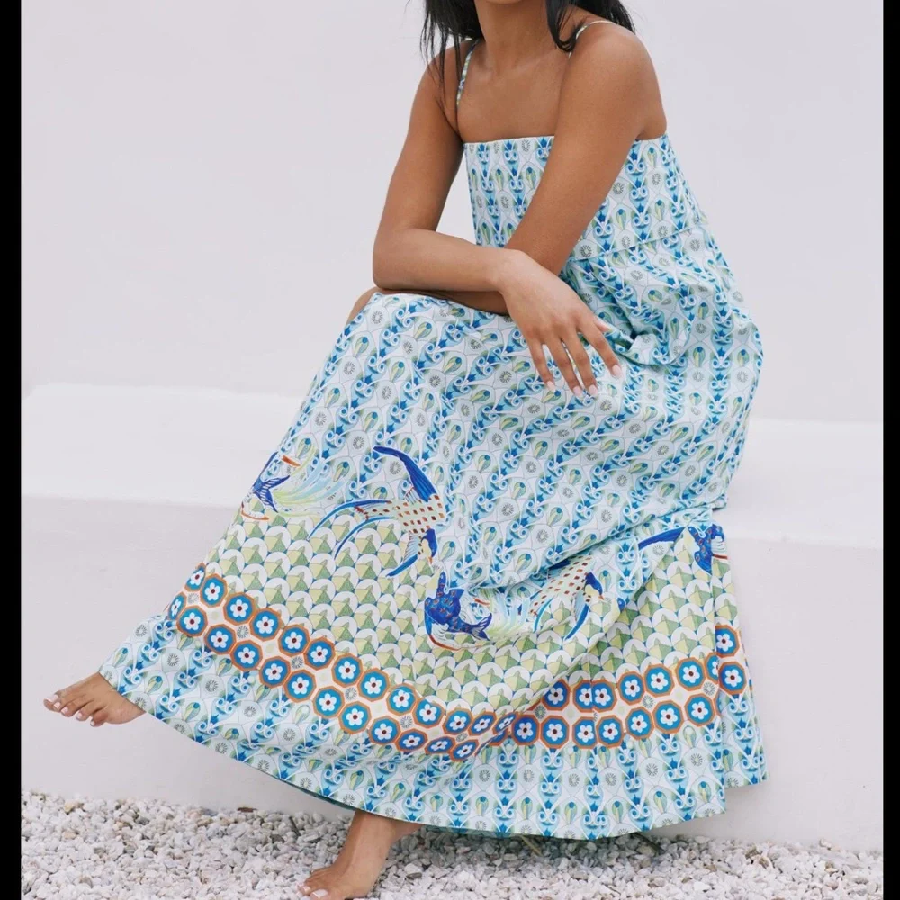 Anthropologie Sleeveless Square Neck Aline Maxi Dress - Picture 2 of 8